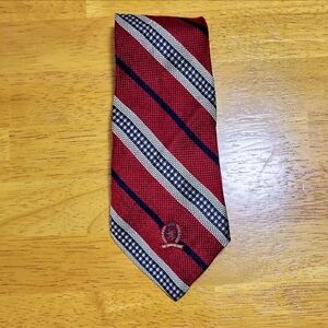 Tommy Hilfiger Red and Navy Striped Tie